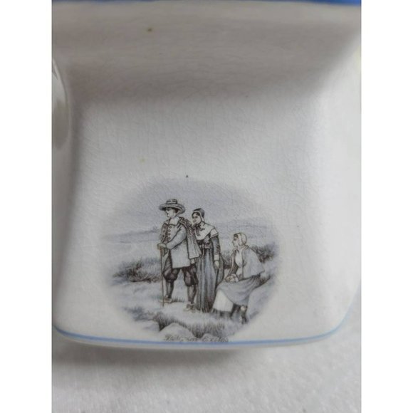 Antique Sterling China Courtship of Miles Standish-Sugar Bowl with Lid- RARE 191 - Picture 9 of 10